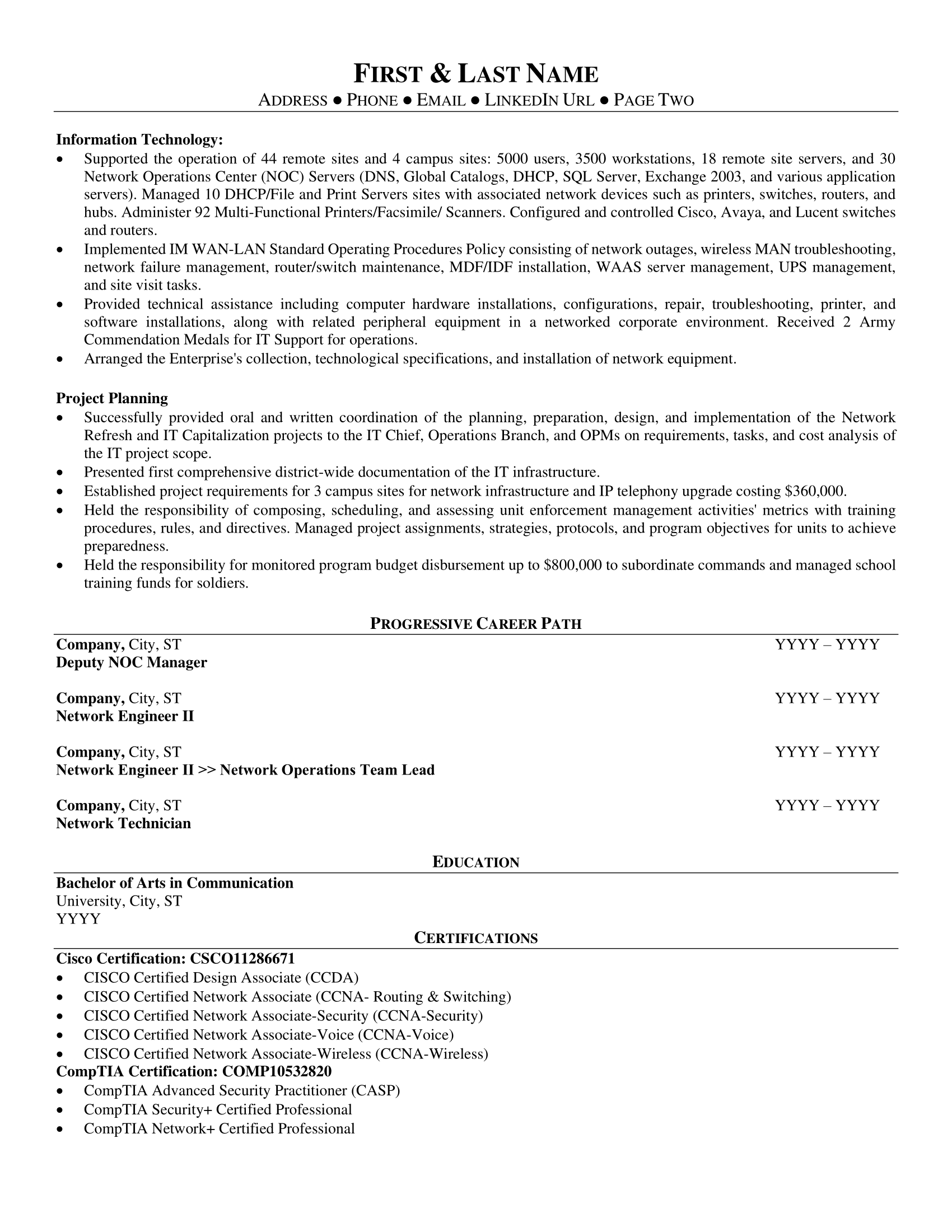 resume for military experience