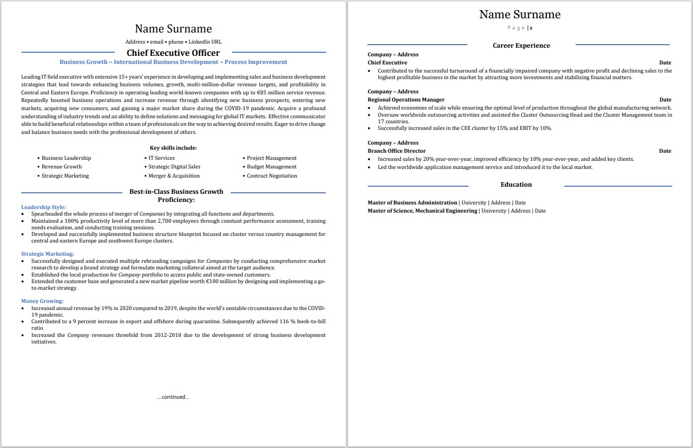 Combined Resume Example